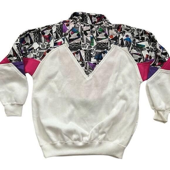 Vintage 90’s Pullover LAVON Cheerful Corp Abstract Funky 1/2 Zip Women’s Large - Picture 4 of 6